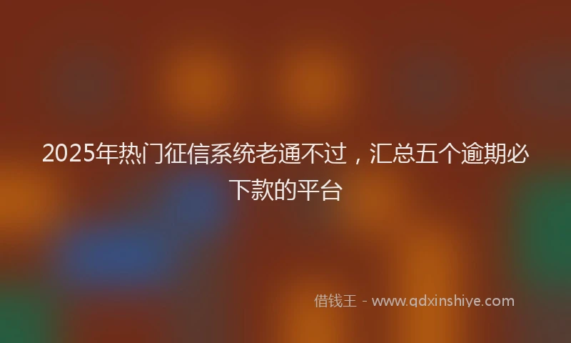 2025年热门征信系统老通不过，汇总五个逾期必下款的平台