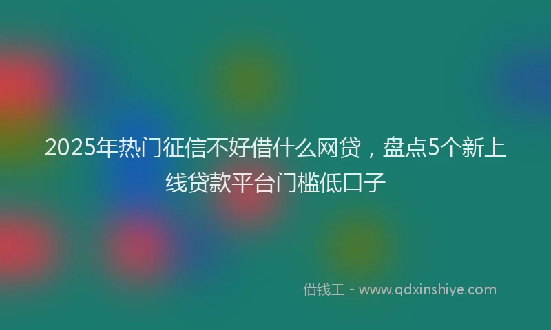 2025年热门征信不好借什么网贷，盘点5个新上线贷款平台门槛低口子