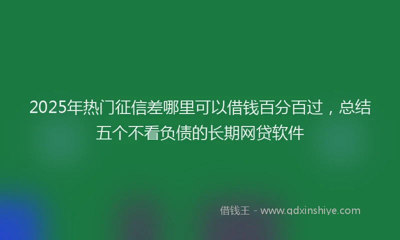 2025年热门征信差哪里可以借钱百分百过，总结五个不看负债的长期网贷软件
