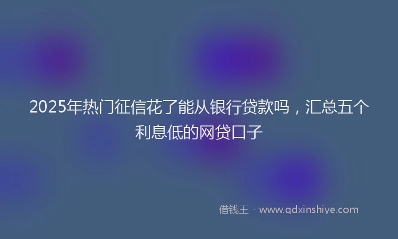 2025年热门征信花了能从银行贷款吗，汇总五个利息低的网贷口子