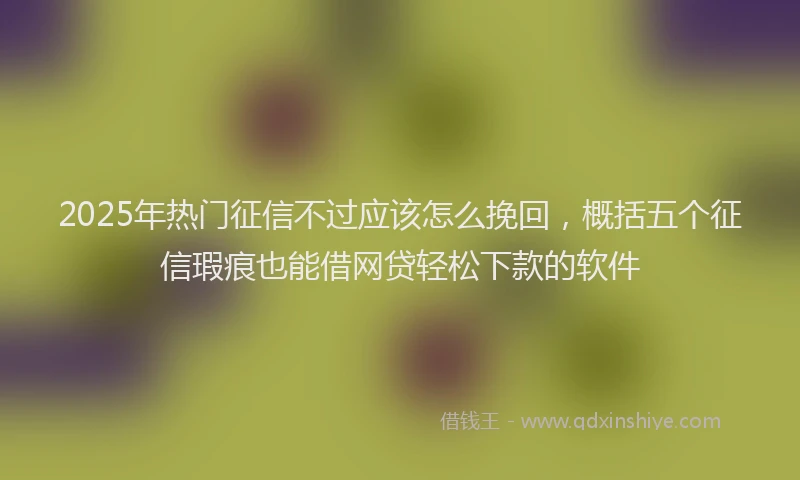 2025年热门征信不过应该怎么挽回，概括五个征信瑕疵也能借网贷轻松下款的软件
