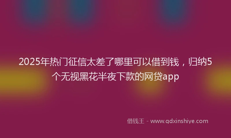 2025年热门征信太差了哪里可以借到钱，归纳5个无视黑花半夜下款的网贷app