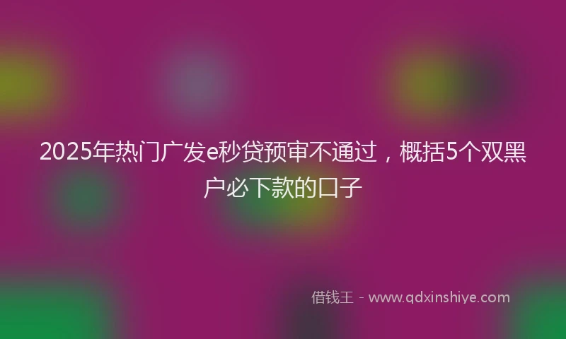 2025年热门广发e秒贷预审不通过，概括5个双黑户必下款的口子