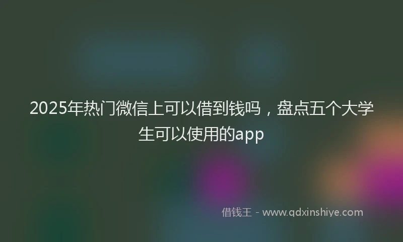 2025年热门微信上可以借到钱吗，盘点五个大学生可以使用的app