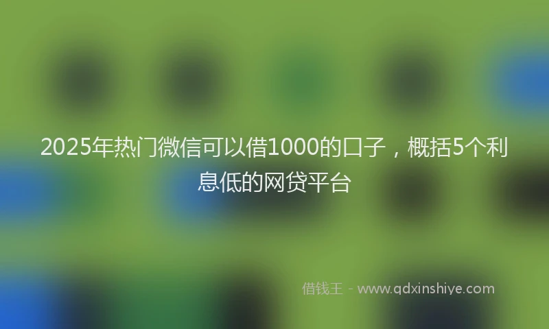 2025年热门微信可以借1000的口子，概括5个利息低的网贷平台