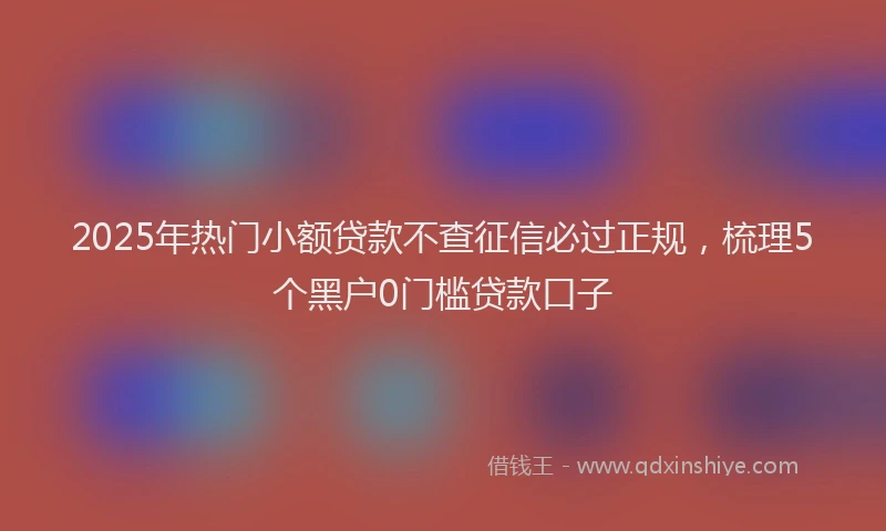 2025年热门小额贷款不查征信必过正规，梳理5个黑户0门槛贷款口子