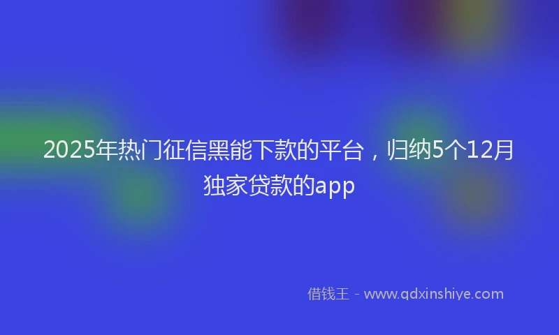 2025年热门征信黑能下款的平台，归纳5个12月独家贷款的app