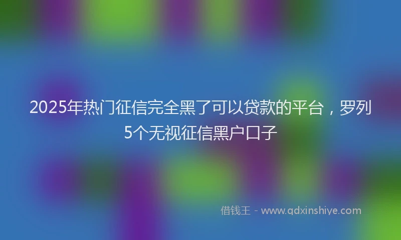 2025年热门征信完全黑了可以贷款的平台，罗列5个无视征信黑户口子