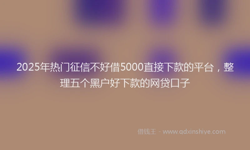 2025年热门征信不好借5000直接下款的平台，整理五个黑户好下款的网贷口子