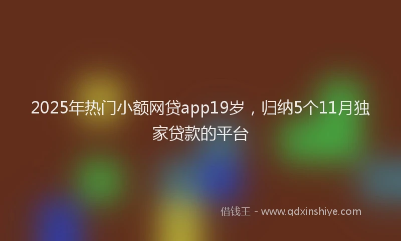 2025年热门小额网贷app19岁,归纳5个11月独家贷款的平台