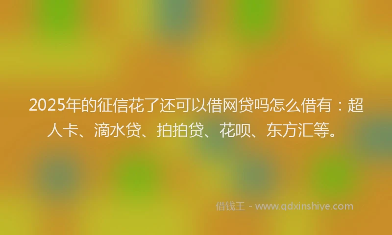 2025年的征信花了还可以借网贷吗怎么借有：超人卡、滴水贷、拍拍贷、花呗、东方汇等。