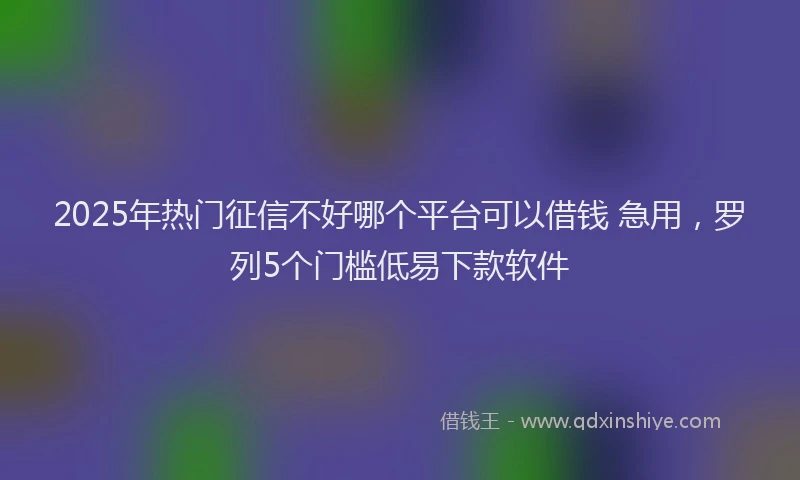 2025年热门征信不好哪个平台可以借钱 急用，罗列5个门槛低易下款软件