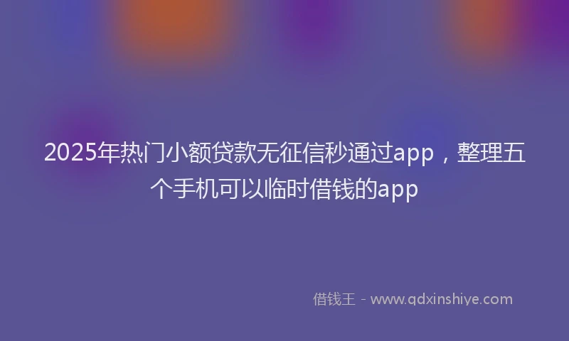 2025年热门小额贷款无征信秒通过app，整理五个手机可以临时借钱的app