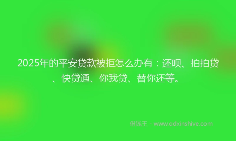 2025年的平安贷款被拒怎么办有：还呗、拍拍贷、快贷通、你我贷、替你还等。