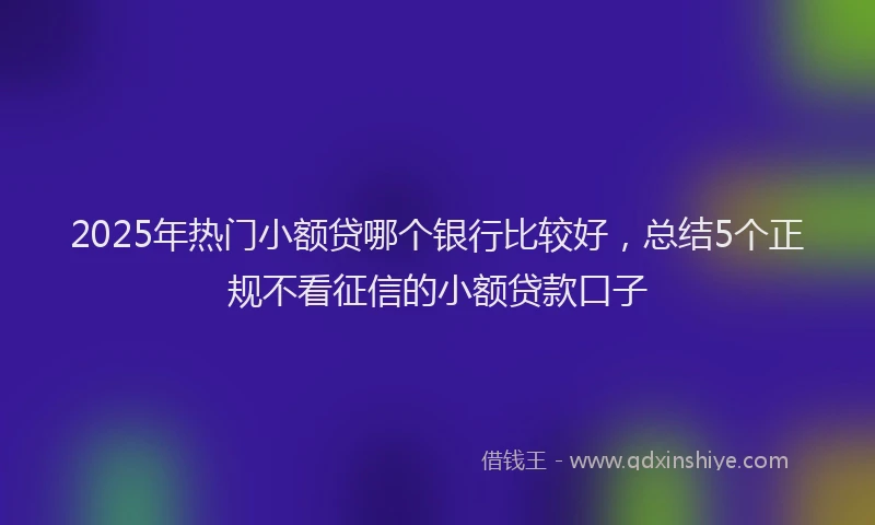 2025年热门小额贷哪个银行比较好，总结5个正规不看征信的小额贷款口子
