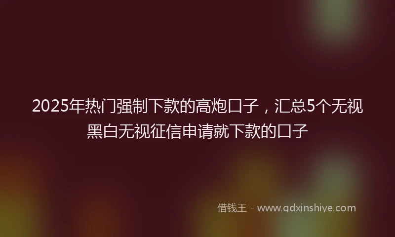 2025年热门强制下款的高炮口子，汇总5个无视黑白无视征信申请就下款的口子
