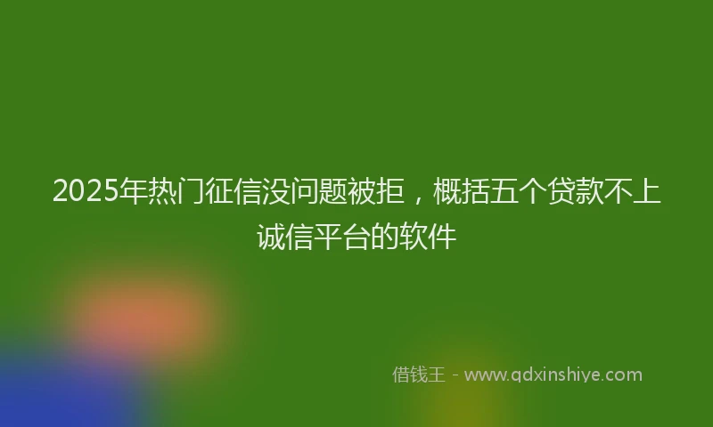 2025年热门征信没问题被拒，概括五个贷款不上诚信平台的软件
