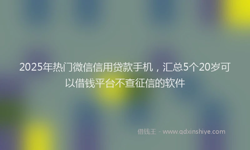 2025年热门微信信用贷款手机，汇总5个20岁可以借钱平台不查征信的软件