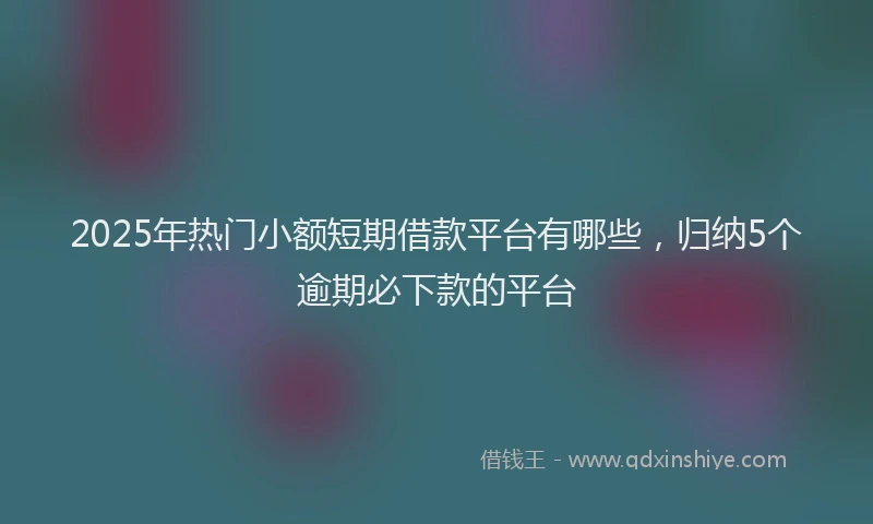 2025年热门小额短期借款平台有哪些，归纳5个逾期必下款的平台