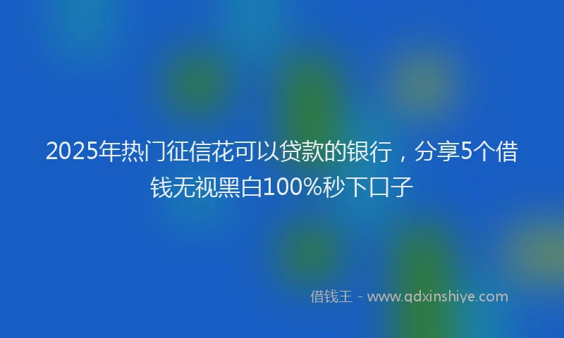 2025年热门征信花可以贷款的银行，分享5个借钱无视黑白100%秒下口子
