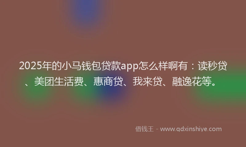 2025年的小马钱包贷款app怎么样啊有：读秒贷、美团生活费、惠商贷、我来贷、融逸花等。