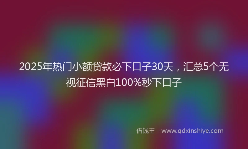2025年热门小额贷款必下口子30天，汇总5个无视征信黑白100%秒下口子
