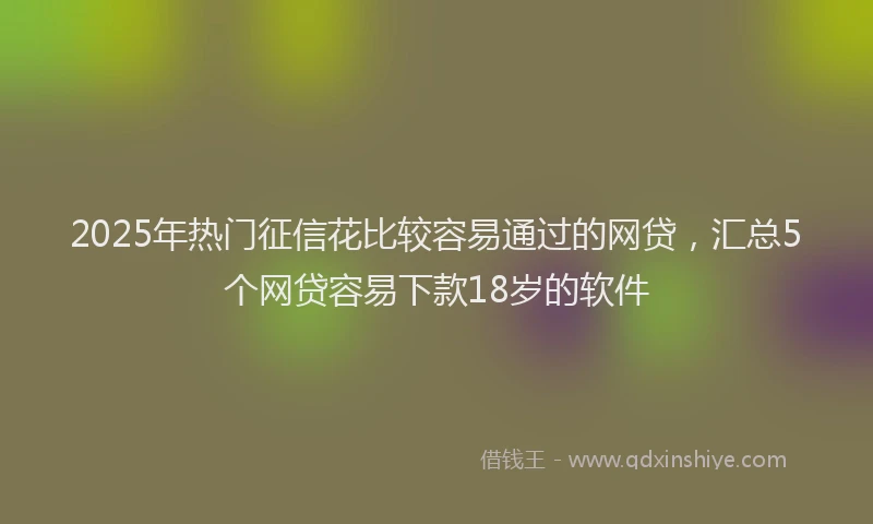 2025年热门征信花比较容易通过的网贷，汇总5个网贷容易下款18岁的软件