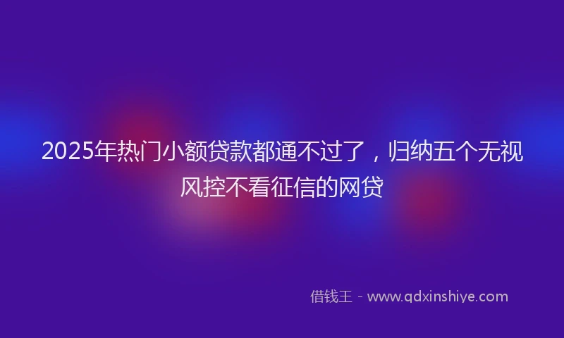 2025年热门小额贷款都通不过了，归纳五个无视风控不看征信的网贷