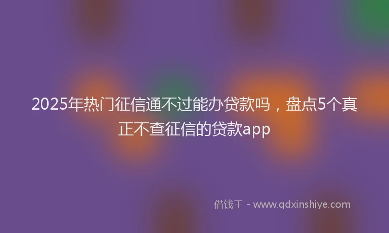2025年热门征信通不过能办贷款吗，盘点5个真正不查征信的贷款app