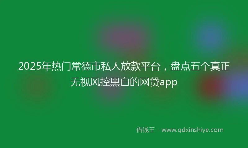2025年热门常德市私人放款平台，盘点五个真正无视风控黑白的网贷app
