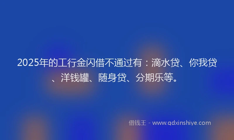 2025年的工行金闪借不通过有：滴水贷、你我贷、洋钱罐、随身贷、分期乐等。