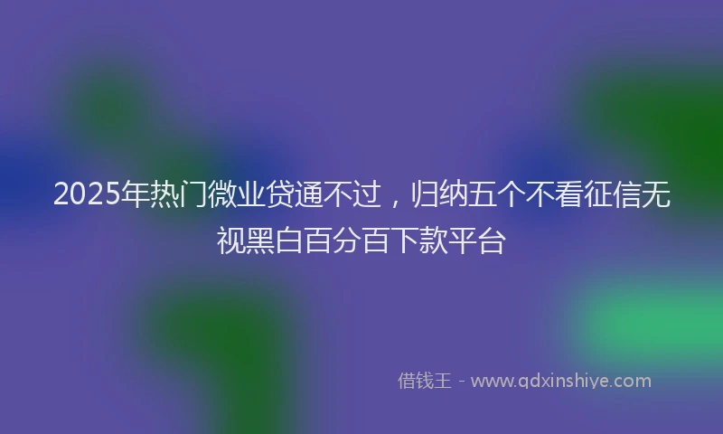 2025年热门微业贷通不过，归纳五个不看征信无视黑白百分百下款平台