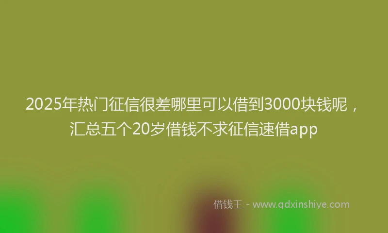 2025年热门征信很差哪里可以借到3000块钱呢，汇总五个20岁借钱不求征信速借app