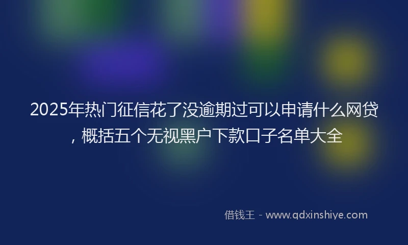 2025年热门征信花了没逾期过可以申请什么网贷，概括五个无视黑户下款口子名单大全