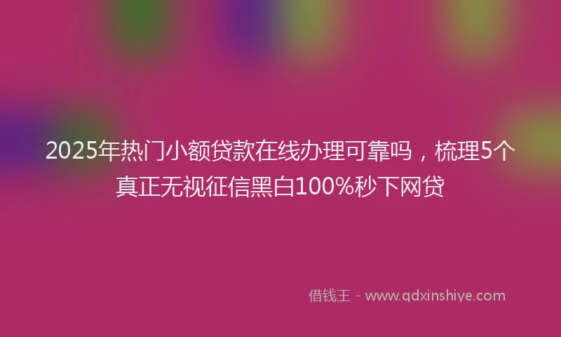 2025年热门小额贷款在线办理可靠吗，梳理5个真正无视征信黑白100%秒下网贷