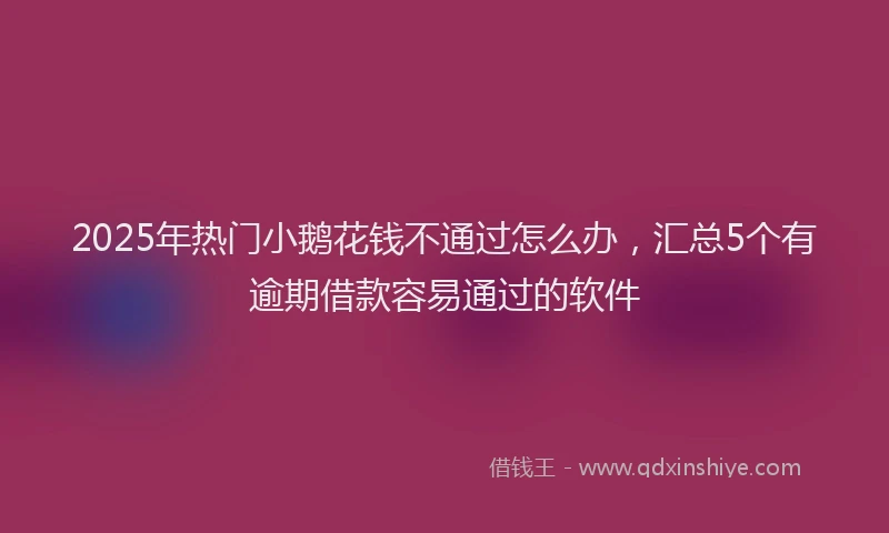 2025年热门小鹅花钱不通过怎么办，汇总5个有逾期借款容易通过的软件