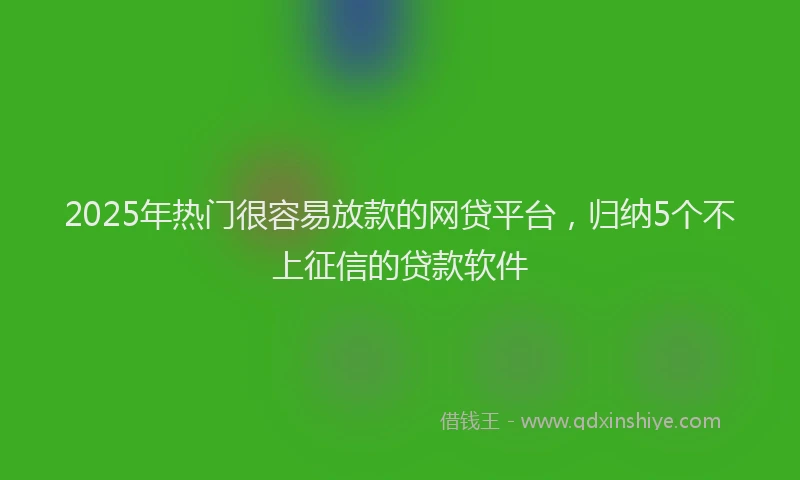 2025年热门很容易放款的网贷平台，归纳5个不上征信的贷款软件