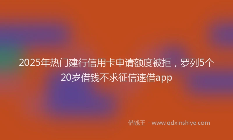 2025年热门建行信用卡申请额度被拒，罗列5个20岁借钱不求征信速借app
