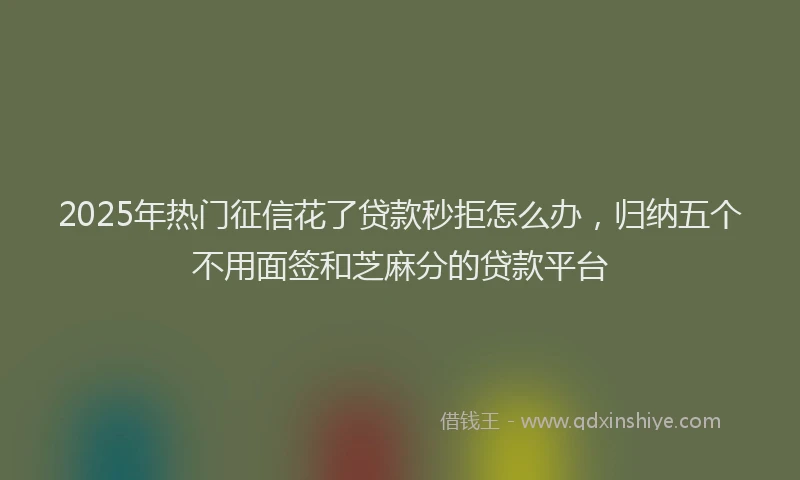 2025年热门征信花了贷款秒拒怎么办，归纳五个不用面签和芝麻分的贷款平台