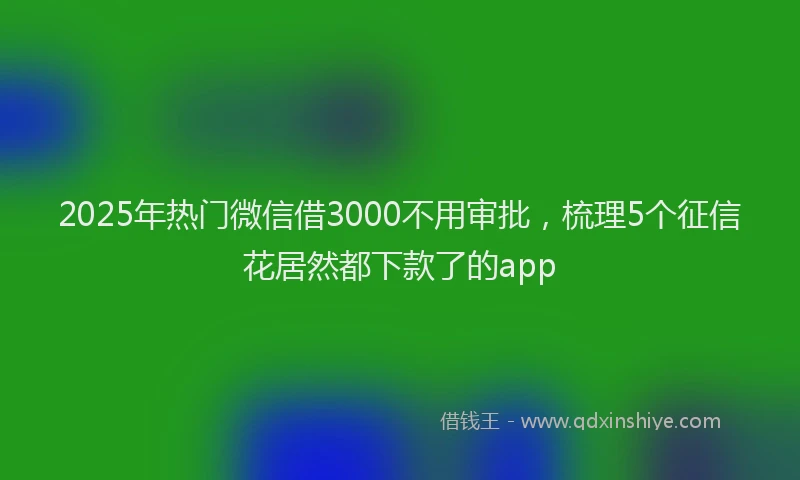 2025年热门微信借3000不用审批，梳理5个征信花居然都下款了的app