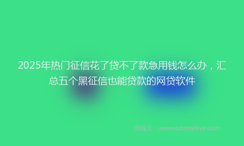 2025年热门征信花了贷不了款急用钱怎么办，汇总五个黑征信也能贷款的网贷软件