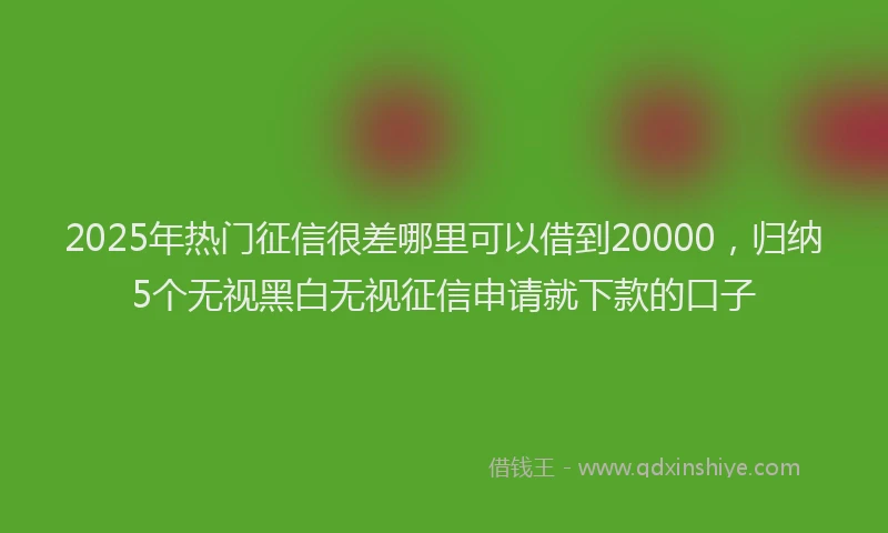 2025年热门征信很差哪里可以借到20000，归纳5个无视黑白无视征信申请就下款的口子