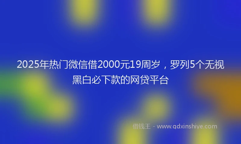 2025年热门微信借2000元19周岁，罗列5个无视黑白必下款的网贷平台