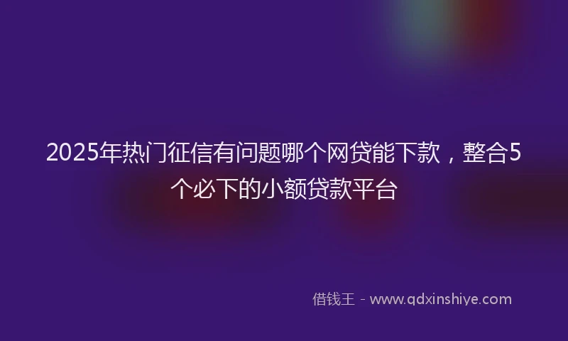 2025年热门征信有问题哪个网贷能下款，整合5个必下的小额贷款平台