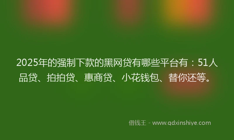 2025年的强制下款的黑网贷有哪些平台有：51人品贷、拍拍贷、惠商贷、小花钱包、替你还等。