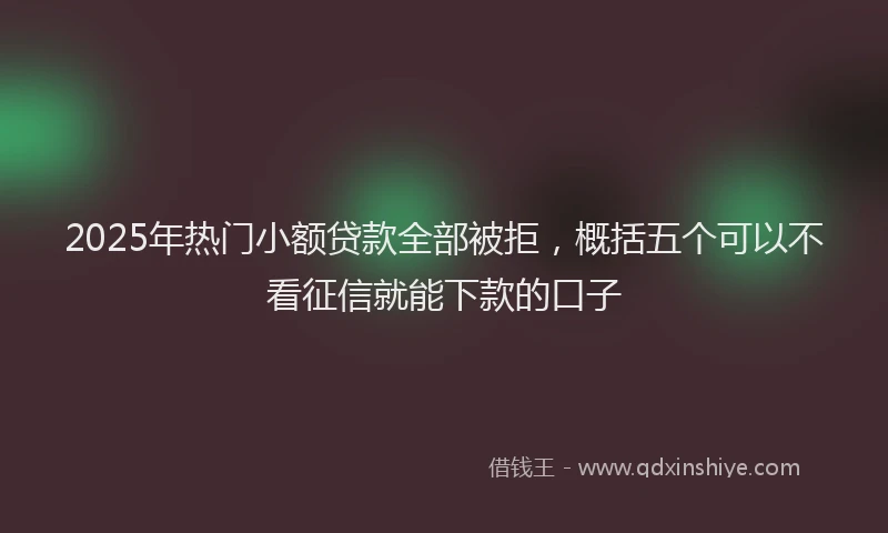 2025年热门小额贷款全部被拒，概括五个可以不看征信就能下款的口子