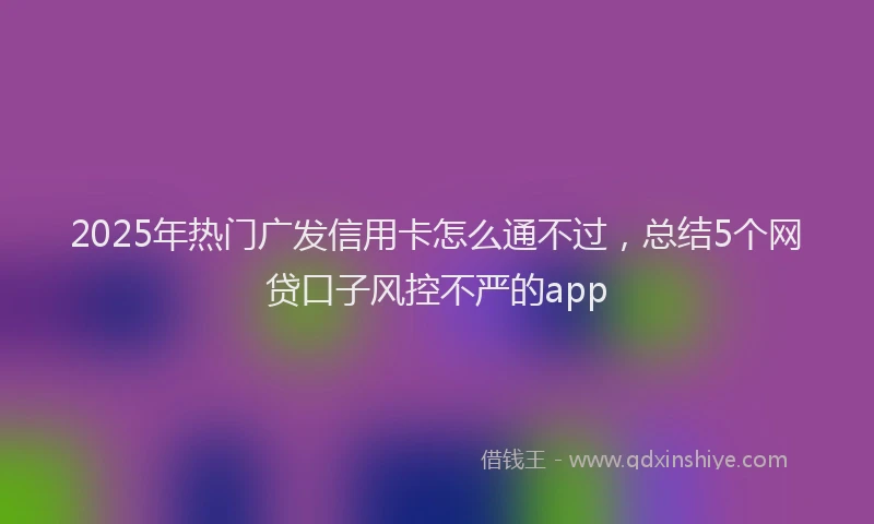 2025年热门广发信用卡怎么通不过，总结5个网贷口子风控不严的app