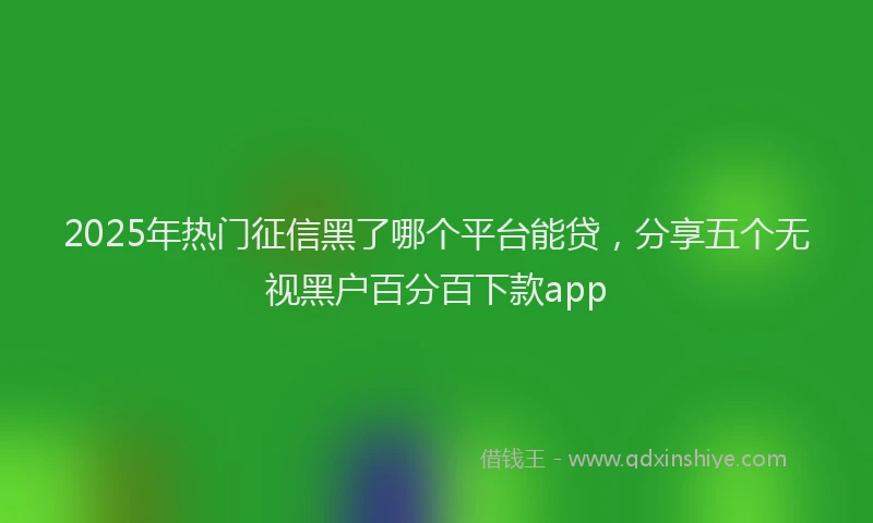 2025年热门征信黑了哪个平台能贷，分享五个无视黑户百分百下款app