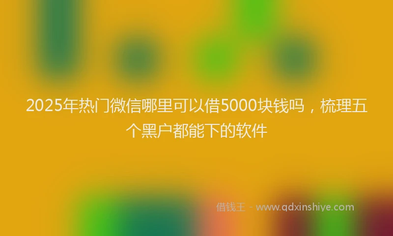 2025年热门微信哪里可以借5000块钱吗，梳理五个黑户都能下的软件