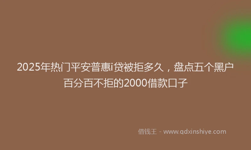 2025年热门平安普惠i贷被拒多久,盘点五个黑户百分百不拒的2000借款口子